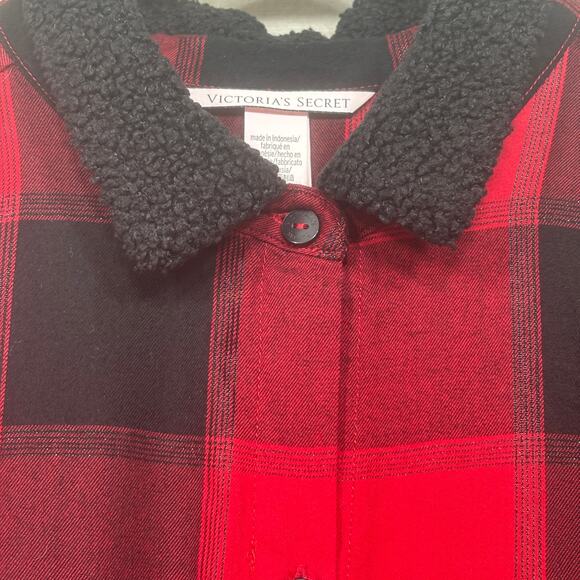 Victoria Secret Womens Plaid Flannel Button Y2K Top Medium Red Black Grunge - Picture 3 of 7
